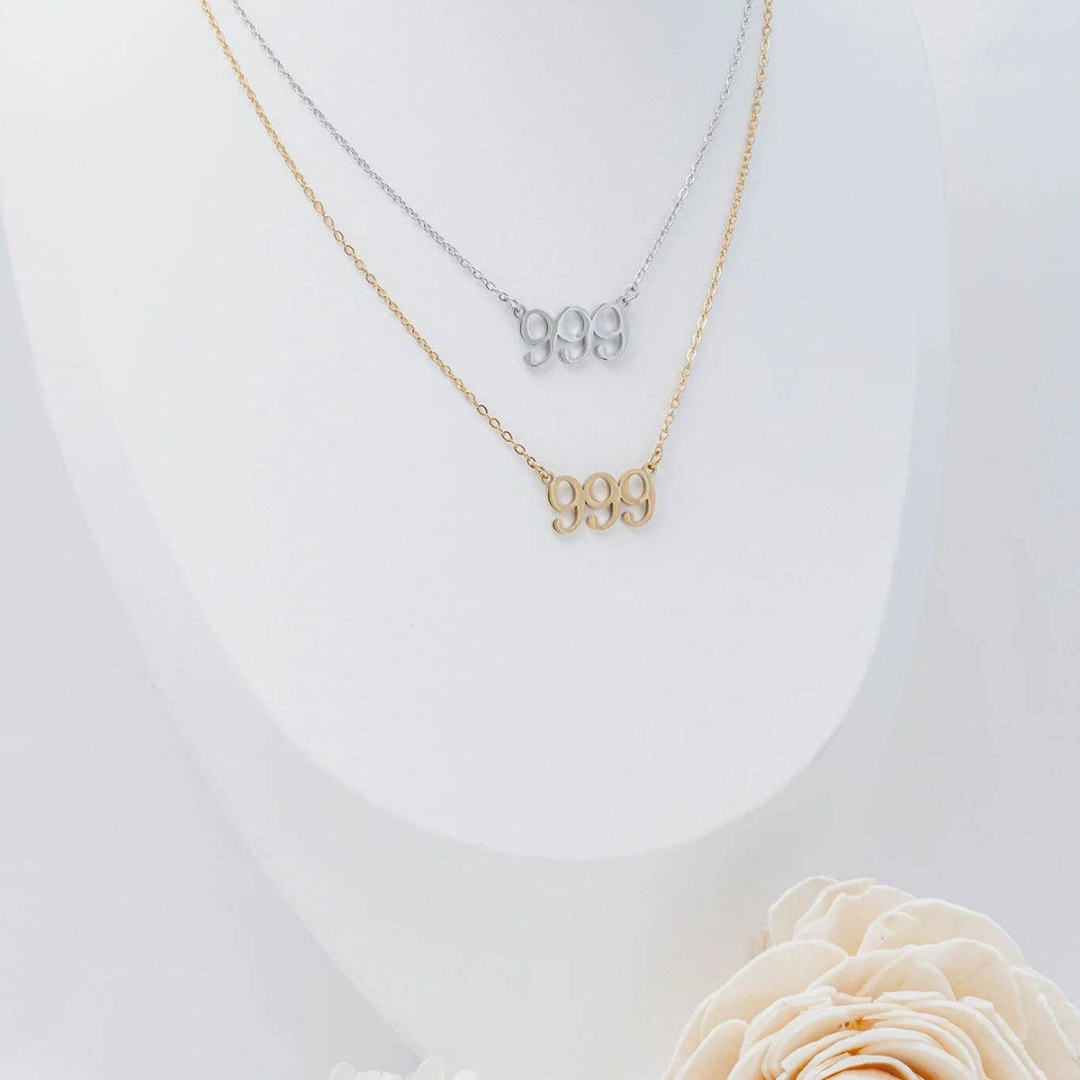 18K Gold PVD Stainless Steel Angel Number Necklace