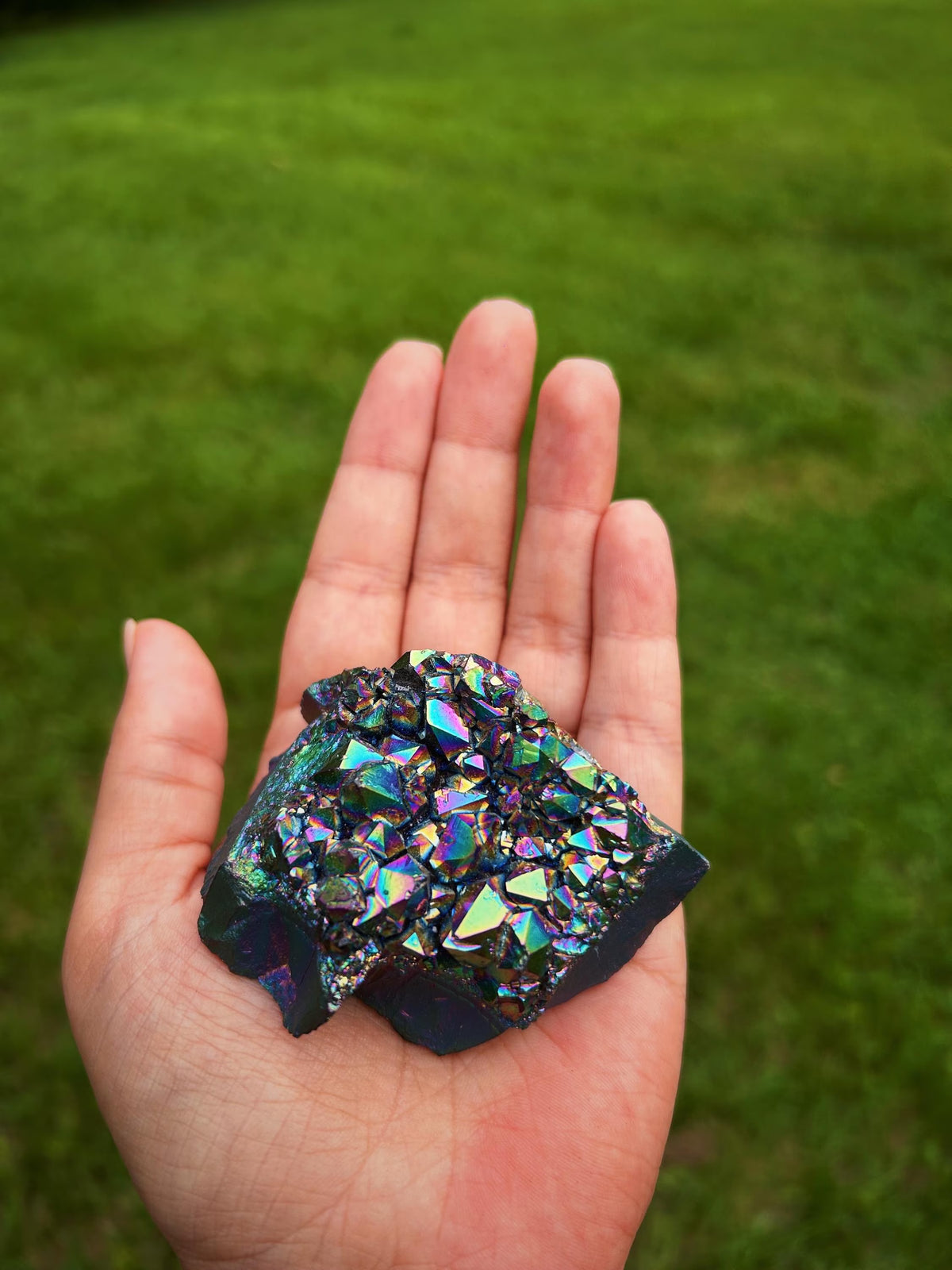 Titanium Aura Quartz Cluster