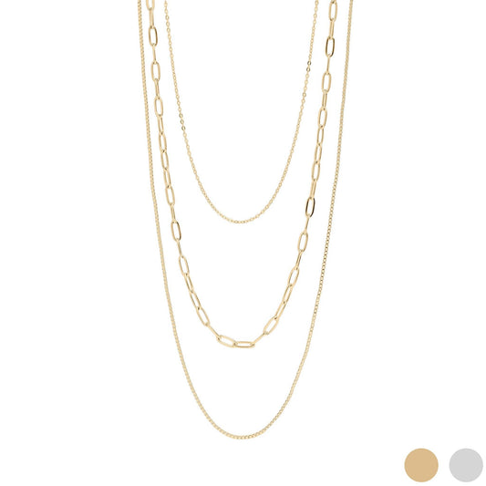 Two gold chain necklaces on a white background