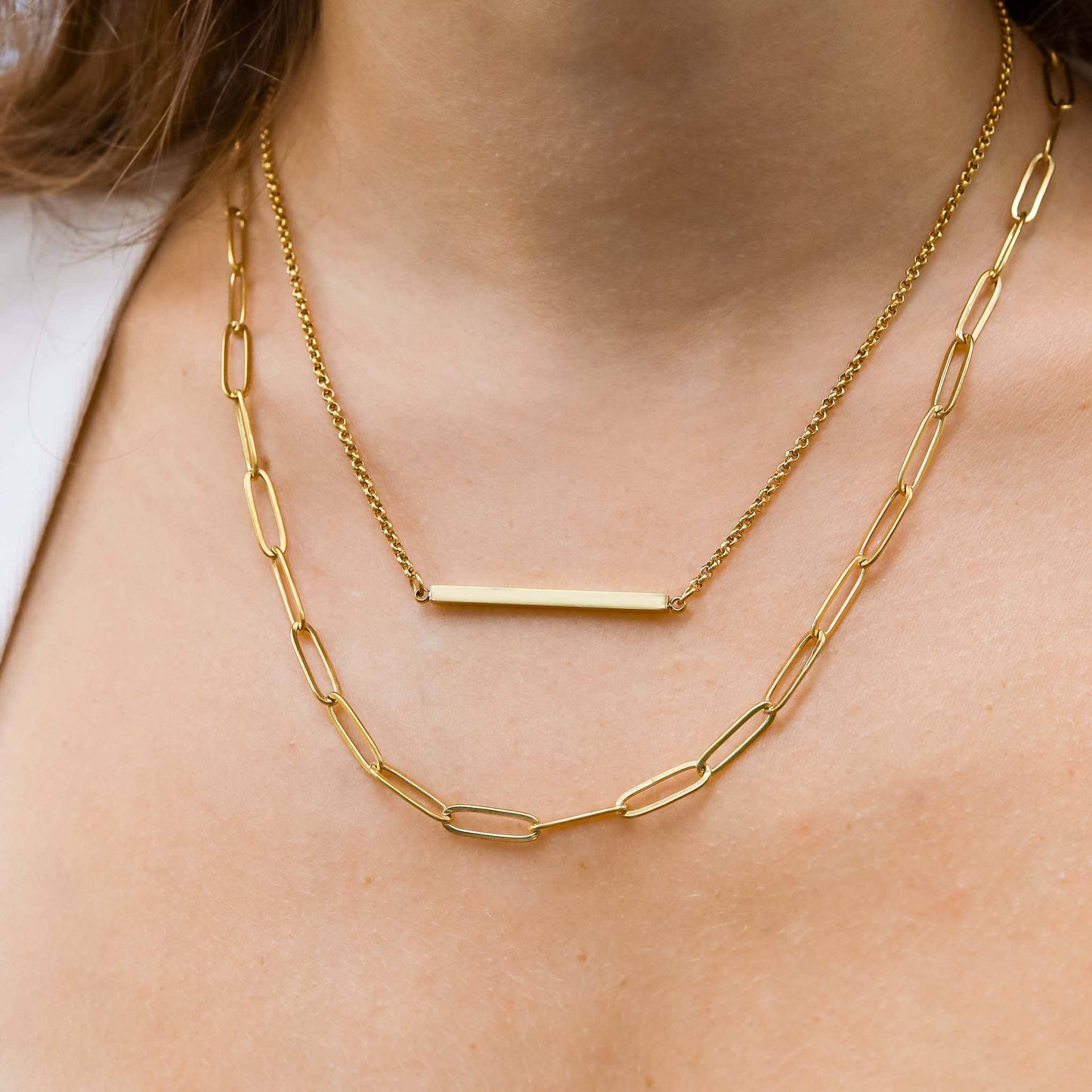 Paperclip Layered Blank Bar Necklace
