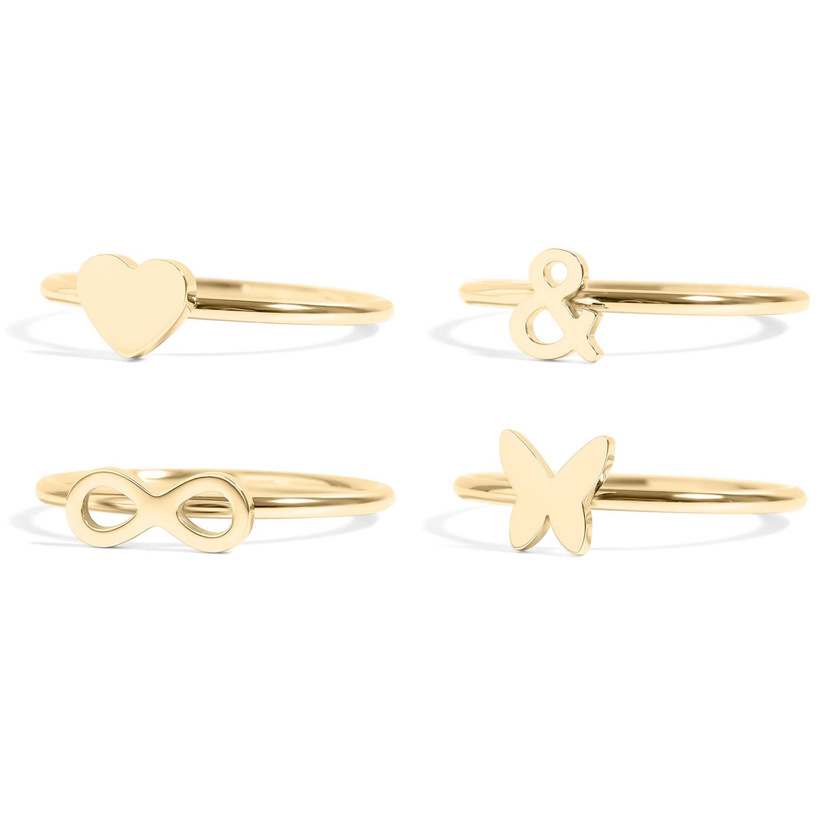 18k Gold PVD Coated Stainless Steel Symbol Stacking Rings