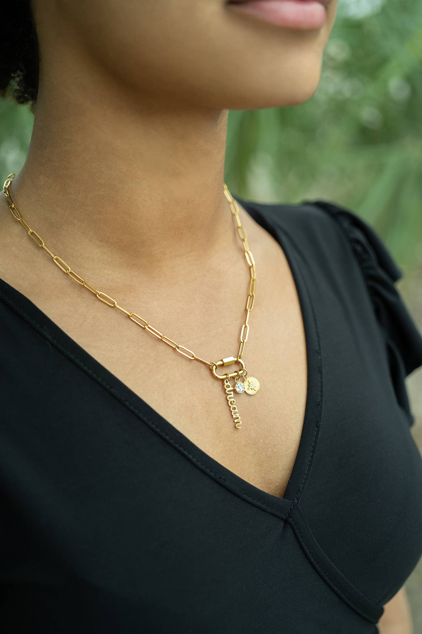 Waterproof Carabiner "Dream" Paperclip Charm Necklace