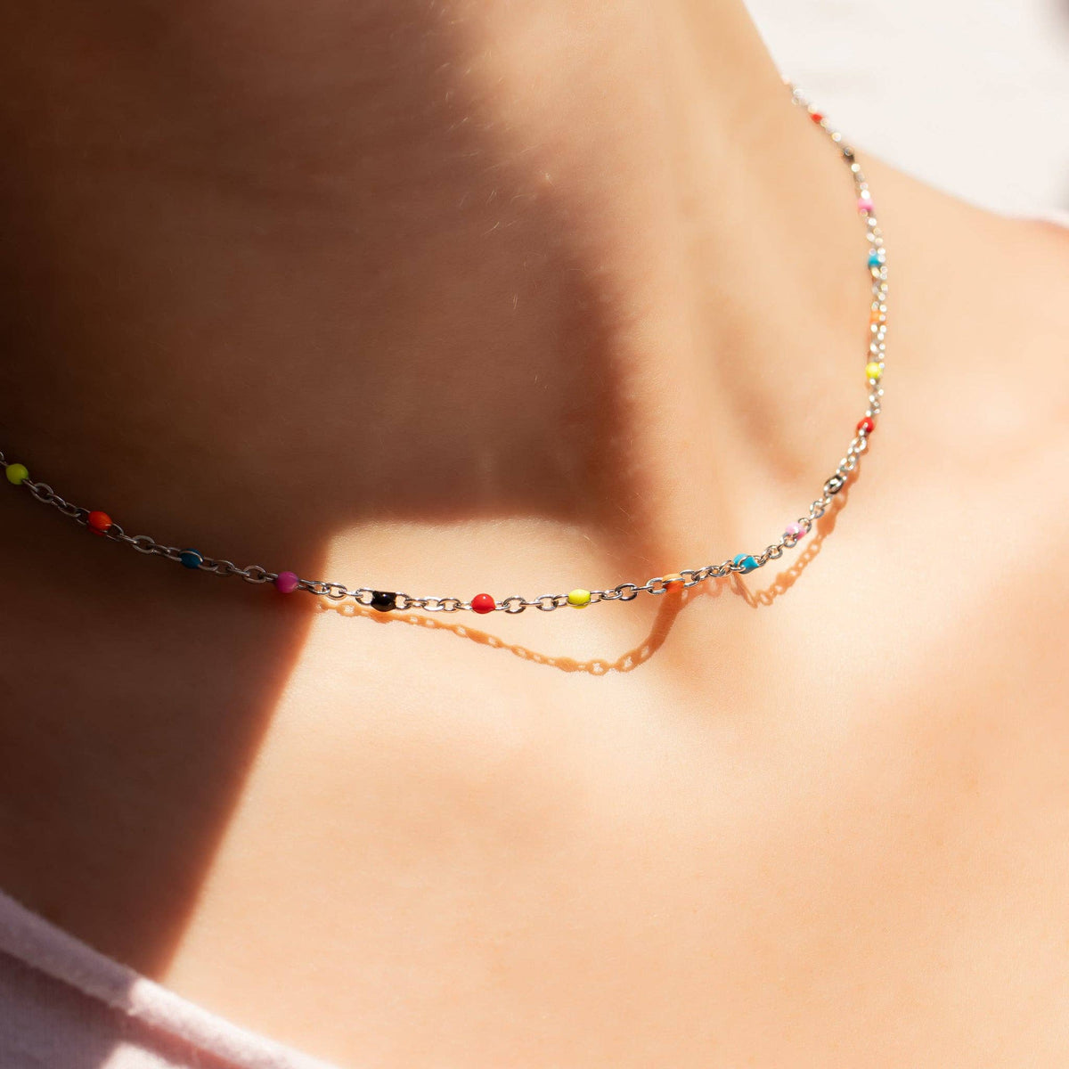 Multicolored Confetti Chain Necklace