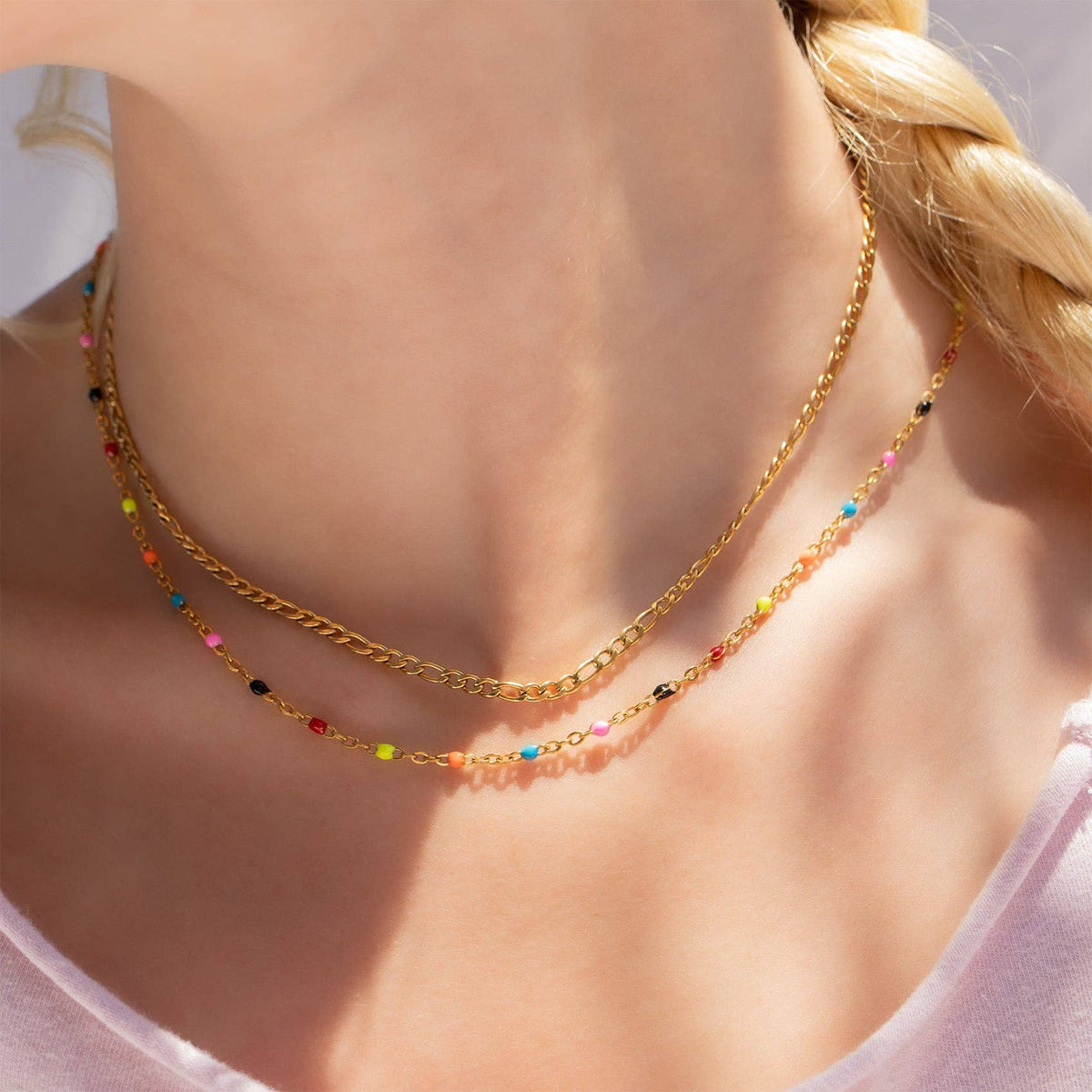 Multicolored Confetti Chain Necklace