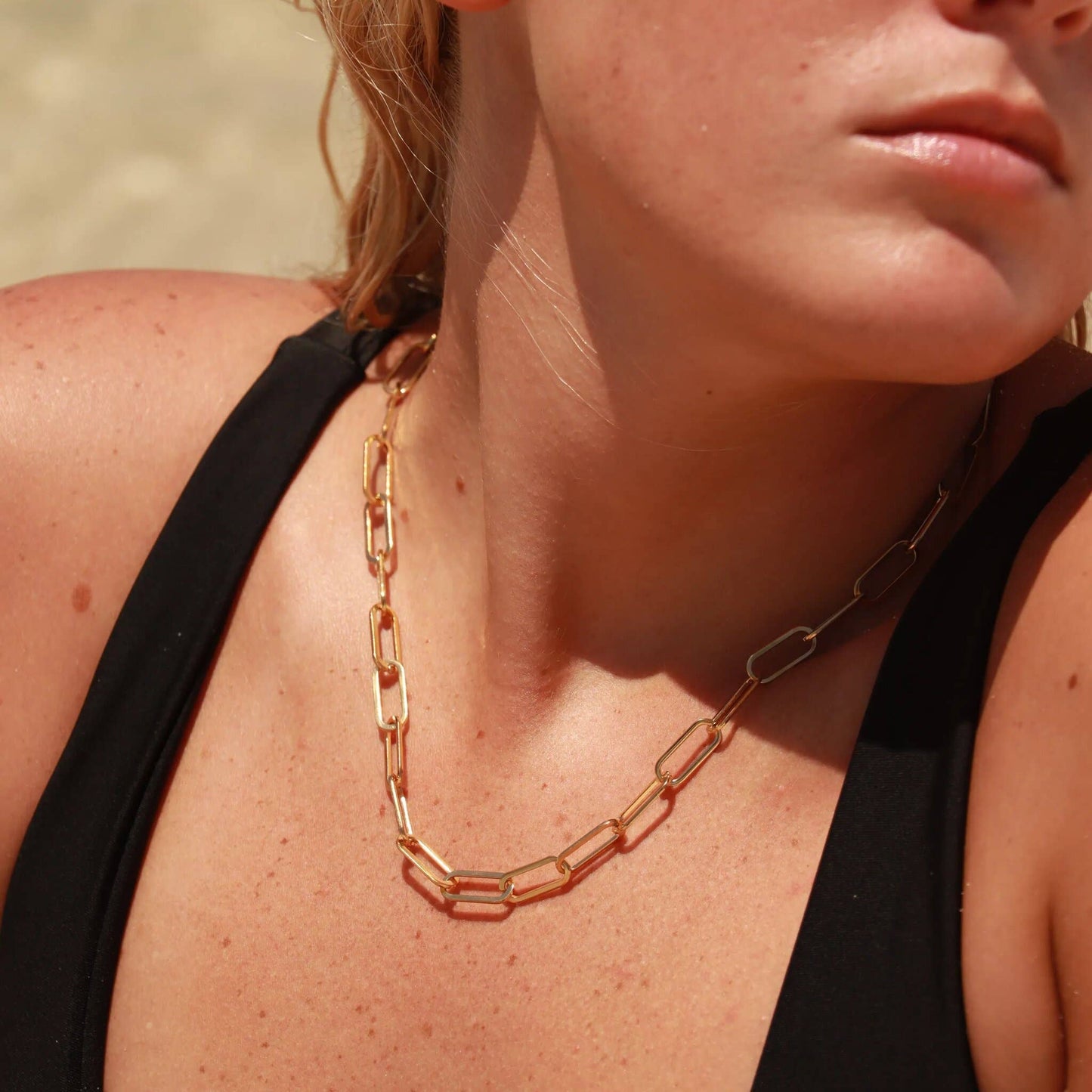 18K PVD Gold Paperclip Chain Necklace