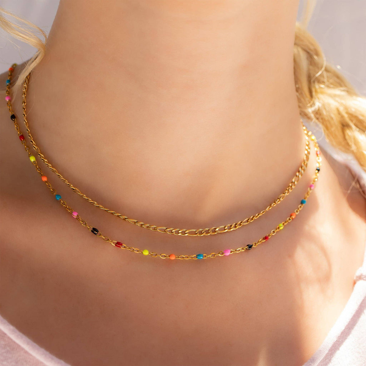 Multicolored Confetti Chain Necklace