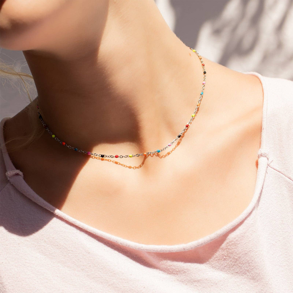 Multicolored Confetti Chain Necklace