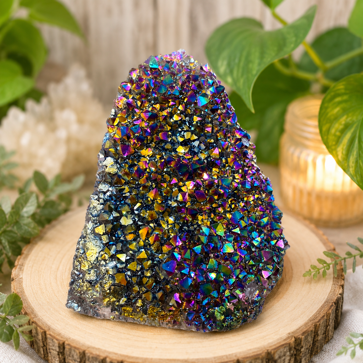Titanium Aura Quartz Cluster
