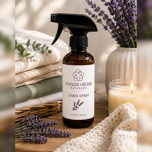 Linen Spray with essential oils of lavender, tea tree and peppermint