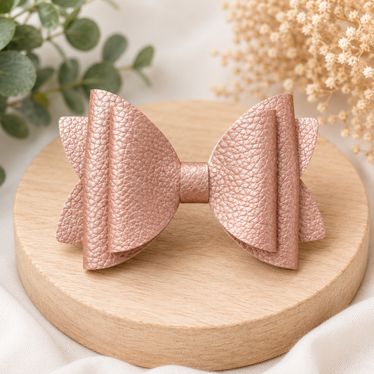 Rose Gold Shimmer Hair Bow