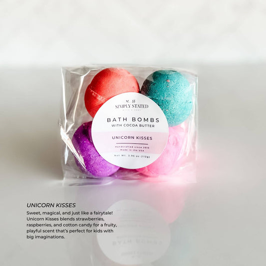 Unicorn Kisses Kids Bath Bomb Pack (4 Mini Bath Bombs)