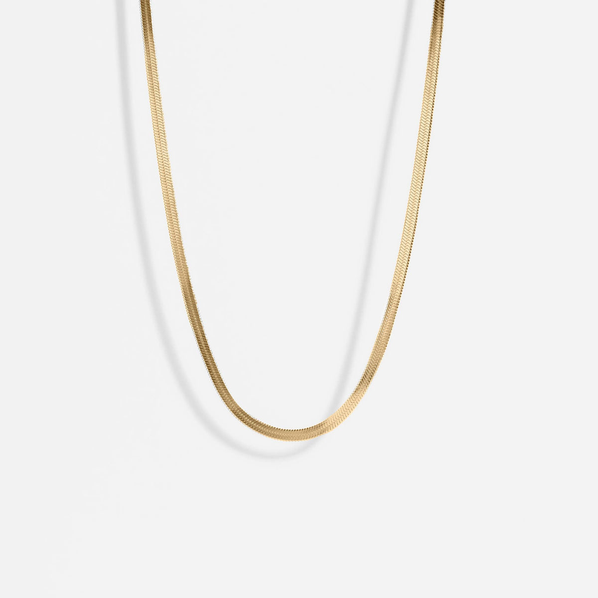 18K Gold Stainless Steel Herringbone Chain Necklace