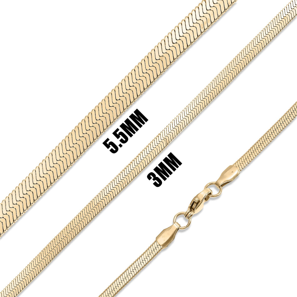 18K Gold Stainless Steel Herringbone Chain Necklace