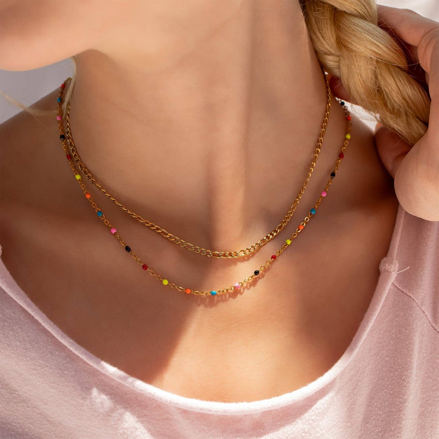 Multicolored Confetti Chain Necklace