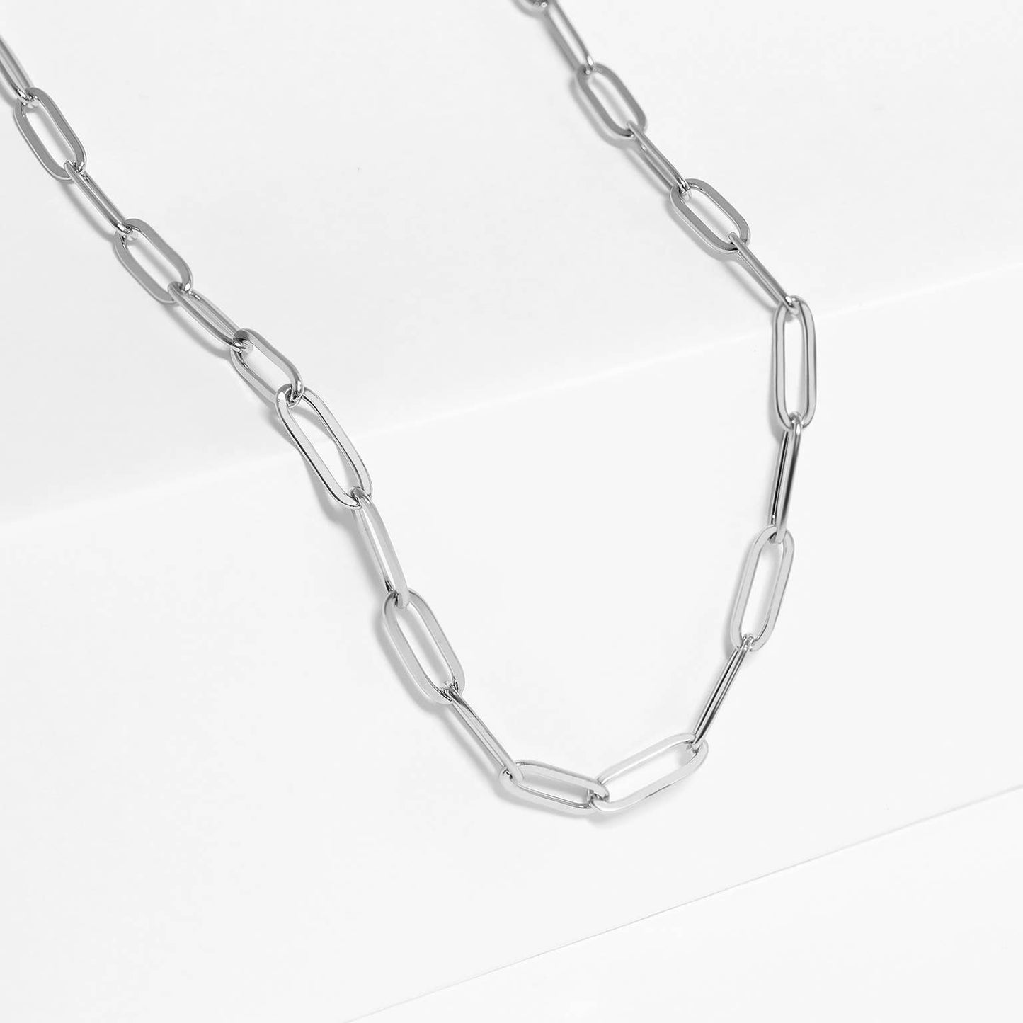 Silver Paperclip Chain Necklace