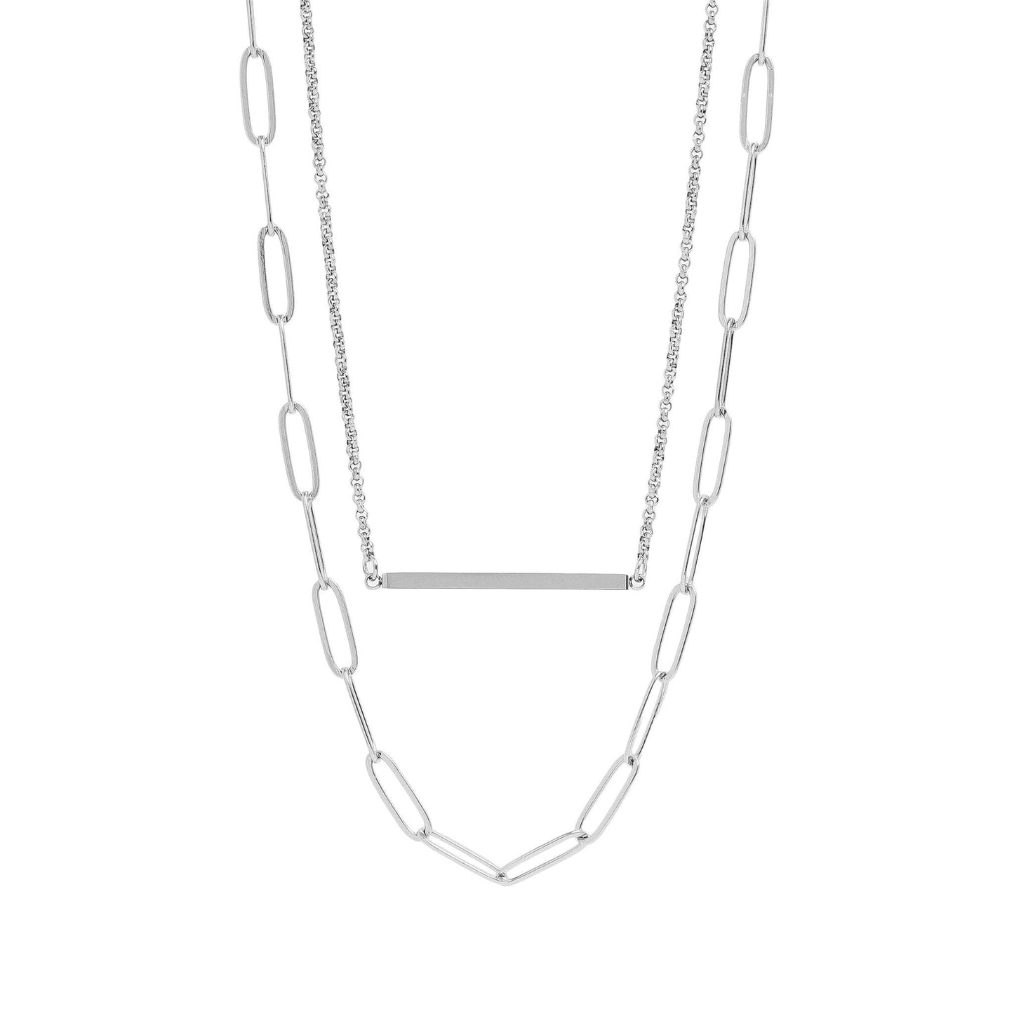 Paperclip Layered Blank Bar Necklace