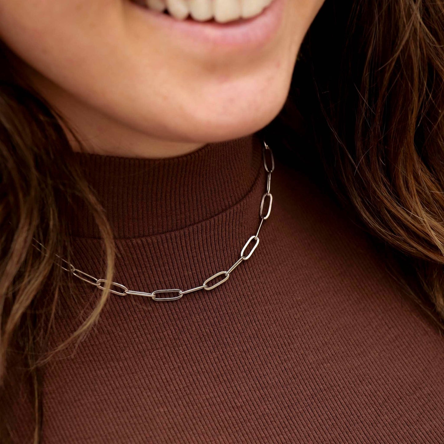 Silver Paperclip Chain Necklace