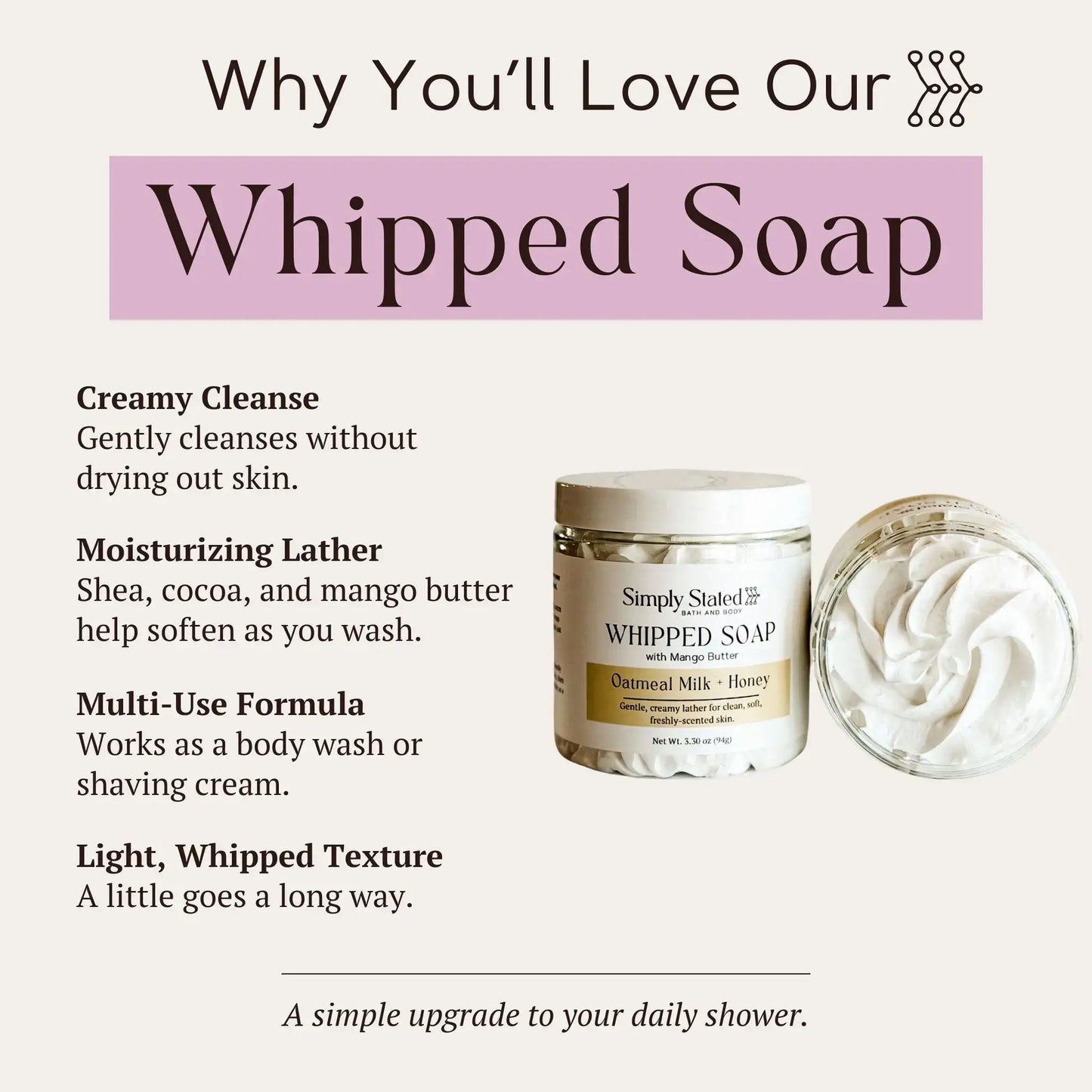 Oatmeal Milk + Honey Whipped Soap