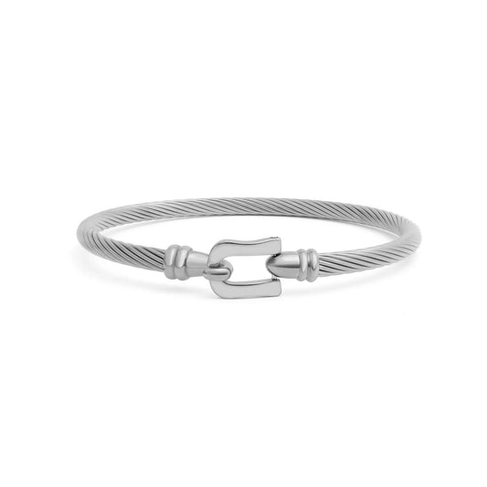 18K Gold PVD Stainless Steel Buckle Clasp Bangle Bracelet